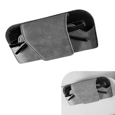 Sunglass Holder for Car Visor Clip, Soft Leather Eyeglasses 1 PC Gray