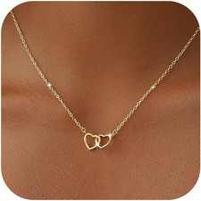 Heart Necklace for Women Dainty 14K Gold/Silver Plated Love Charm Pendant Choker