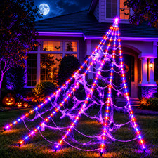 Practical 8 Modes Halloween Spider Web Lights Waterproof 250 LEDs LED Spider Net