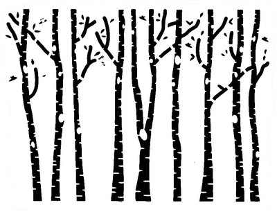 Really Great Stencils, Birch Trees, 4 x 5'' Stencil, Winter, Snow Covered Tree