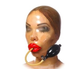 Latex Rubber Transparent Hood Mask Inflatable Long Tube Experience Suffocation