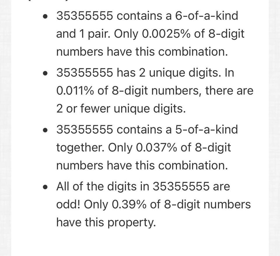 Check Amount 🔥🔥fancy serial number binary 35355555 contains a 6-of-a-kind and 1 pair ...