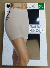 Gloria Vanderbilt Seamless Slip Short Slimming Panty Black Nude 2 Pack NEW