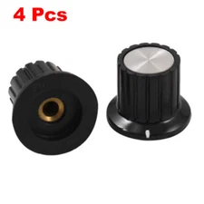 4 Pcs Plastic Potentiometer Control Knob Cap Black 4mm
