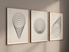 Line Art Trendy Contemporary Abstract Wall Canvas Framed Print For Home Decor