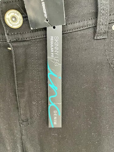 NWT-INC Denim Skinny Leg Regular Fit Women’s Size 14 Black Stretch Jeans - Picture 4 of 14