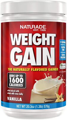 Naturade Vanilla Weight Gain Drink 1600 Calories 20.3 Ounce Gluten Free