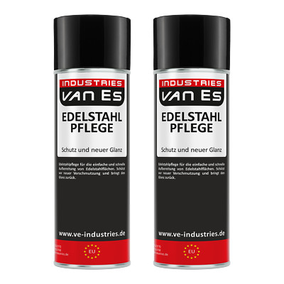 VAN ES 2x Edelstahl Pflegespray 400ml Pflege V2A V4A Spray Schutz Reiniger