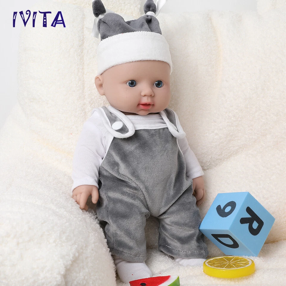 IVITA 12'' Reborn Baby Blaue Augen Junge Lebensechte Ganzkörper Silikonpuppe - Bild 2 von 4