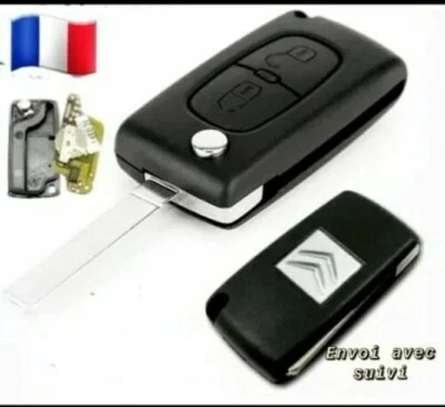 Coque Clé Citroën CE0523 2 Boutons C2 /C3 /C4 / C5/ Picasso lame sans rainure
