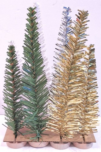 Bullseye's Playground - 8pc Tinsel Trees - Gold, Green, Silver & White - Picture 2 of 3