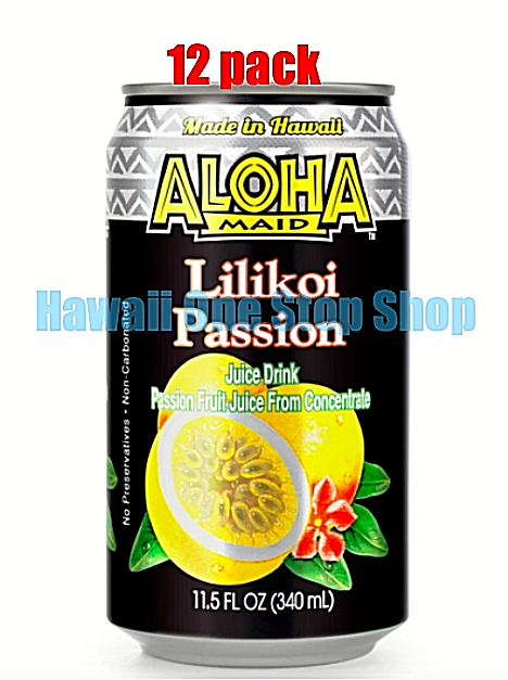 HAWAII JUICE ALOHA MAID Fruit Drink LILIKOI PASSION 12 pack of