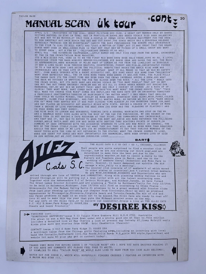 Tailor Made #1 UK Mod Magazine 1991 Del Boy In Crowd The Threads 7” Flexi Disc - Image 2 of 4