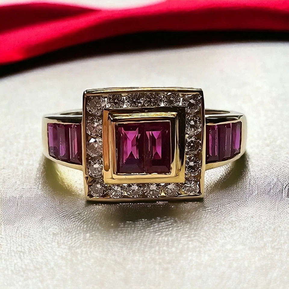 Anillo Le Vian de oro amarillo de 18 k con rubíes y diamantes de 1 quilate (rubí) 0,33 quilates (diamantes) talla 7 Foto 2 de 4