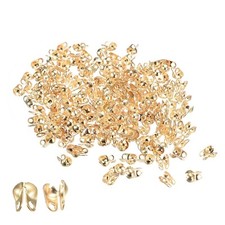 180Pcs Beads Tips Knot Covers, Champagne, 7.7mm Metal Open Clamshell for Jewelry