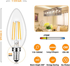 E12 LED Candelabra Bulbs 40 Watt Equivalent, 4W Vintage Candle Light Bulbs, 4...