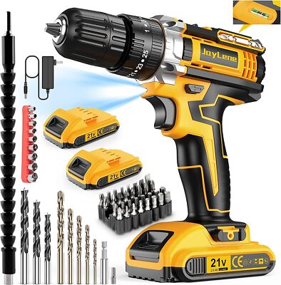 21V Cordless Drill Set,Power Drill 59Pcs with 3/8 Inch Keyless Chuck,25 3 Clutch