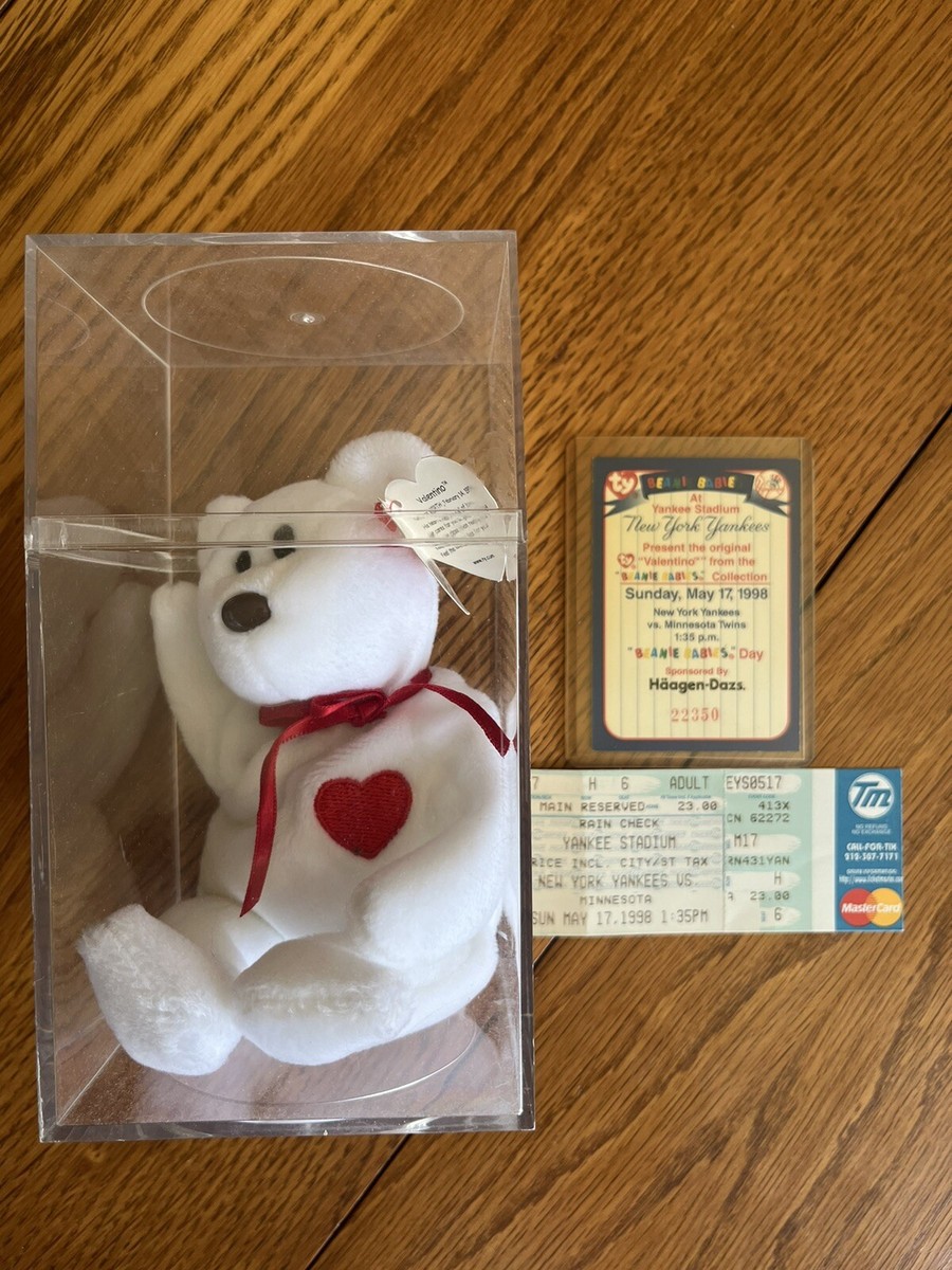 Beanie Baby Valentino With Card Brown Nose NY Yankees David Wells