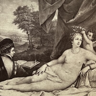 Antique CDV Filler Photograph Tizian Venus Whose Head Is Crowned With A Cupid