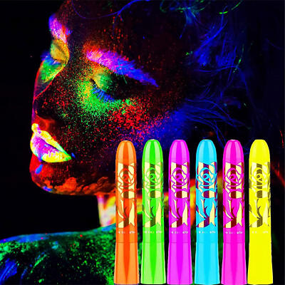 6PCS Neon Face Paint Pen Body Paint Glow in the Dark Makeup Supplies for Party