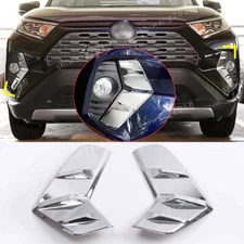 Chrome ABS  Front Fog Light Lamp Cover Trim 2pcs Fit For Toyot@ Rav4 2019-2020
