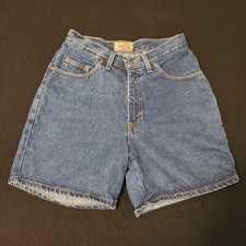Vintage 90's Jean Shorts Size 7 8 Express Medium Dark Wash High Waist Mom Mint