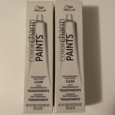 2X Wella ColorCharm Paints Semi Permanent Hair Color, CLEAR Transparent 2Oz Each