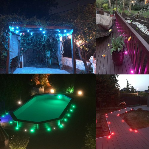 Low Voltage LED Deck Lights Kit 20Pcs Φ1.77" Recessed RGB Garden Yard Decor lamp - Picture 7 of 12
