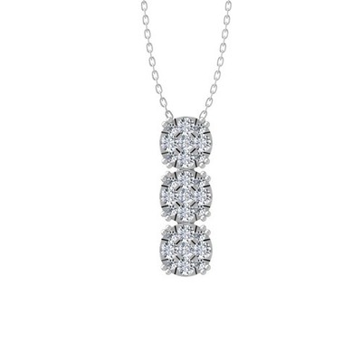 Halskette mit Anhänger 0,5 kt im Labor gezüchteter Diamant 10 K Weißgold 18 Zoll Silber Kabelkette