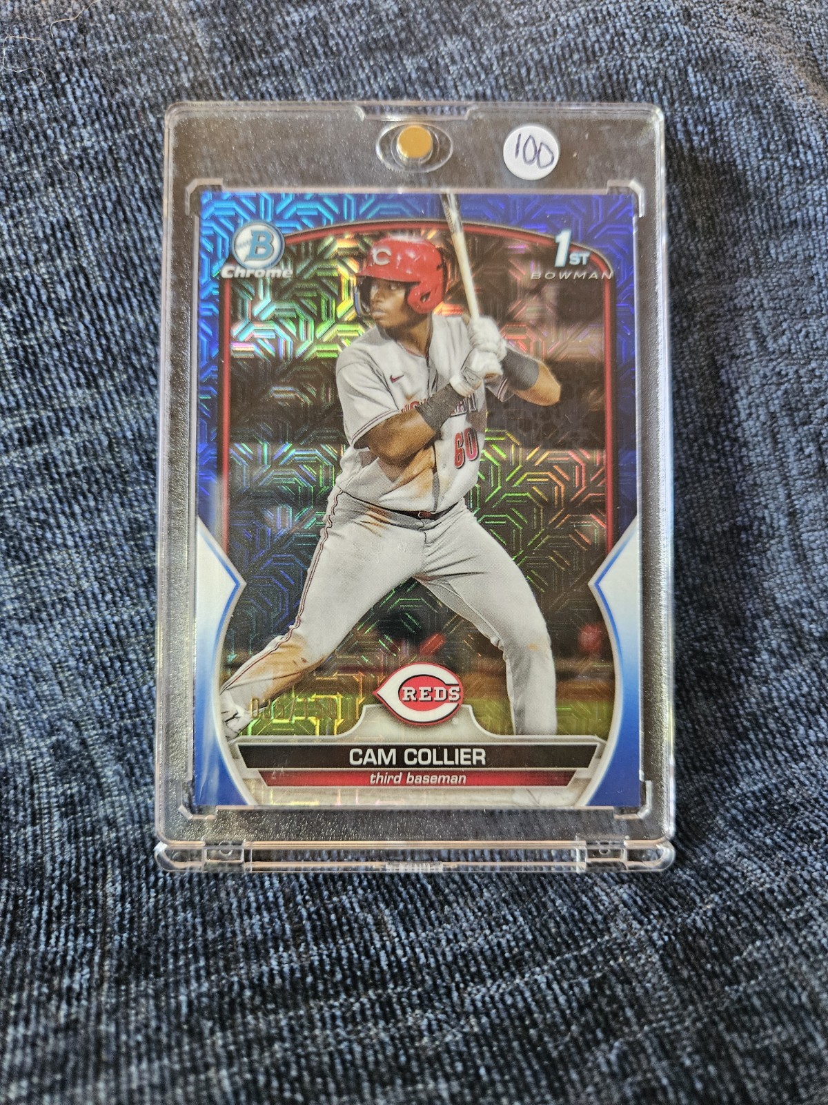 2023 Bowman Chrome Cam Collier 1st Blue Mojo Refractor /150