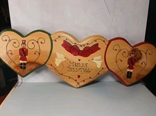 Hand Painted Wooden Hearts Merry Christmas Wall Door Hanging Soldiers JDL Inc
