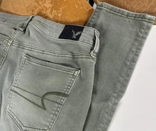 American Eagle Womens 10R Olive Green Super Super Stretch Jegging Skinny Jeans
