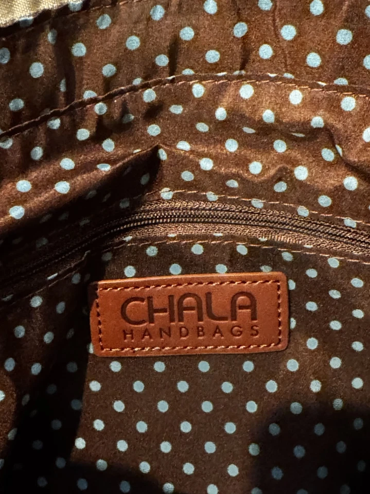 Холщовая сумка через плечо Chala Bird коричневая бирюзовая веганская кожа сафари сумка с короткими ручками сумочка - Изображение 3 из 4