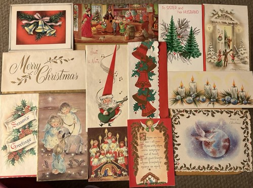 13 Vintage Christmas Card Lot 1960’s-1970’s Used