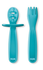 NUK Pretensil Dipper Spoon Fork Set Baby Toddler Self Feeding Easy Grip 2pk