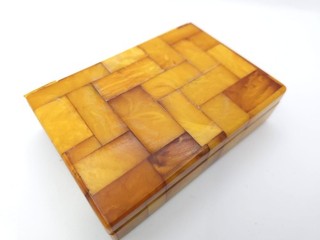 Antik Bernstein Kette Butterscotch Amber Schatulle Bernsteinbox SBM Box 160 gr.
