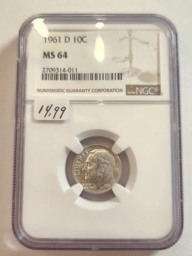 1961 D MS 64 NGC SILVER ROOSEVELT DIME