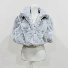 Tahari Arthur S. Levine Women’s Grey Faux-Fur Capelet Shawl Cape Large
