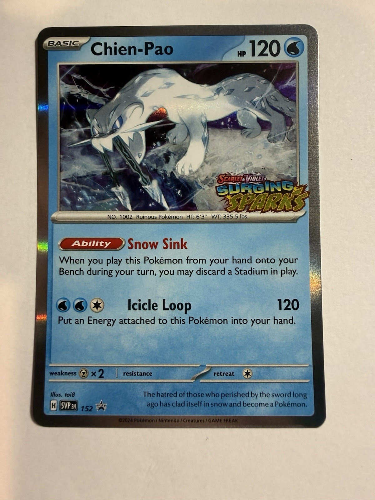 Chien-Pao 152 Sv: Scarlet & Violet Promo Cards Holo Pokemon TCG Stamped NM