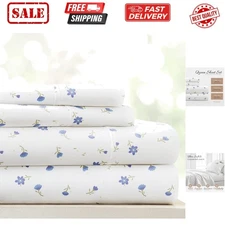 Double-Brushed Patterned Microfiber Queen Sheet Set 4 Piece – Oeko-TEX Certif...