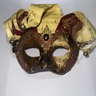 Authentic Italian Papier-mâché masks by Atelier Marega Gold and Blood Red w bell