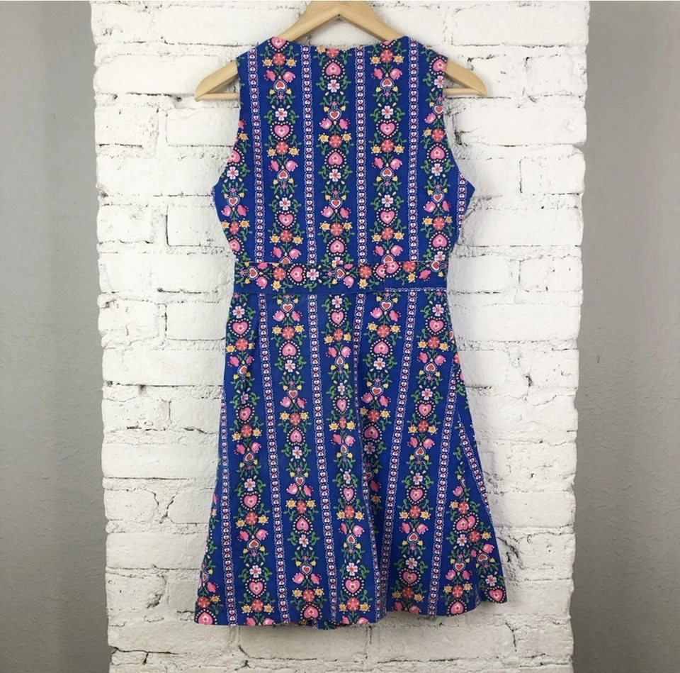 Vestido Floral Sueco Vintage Años 60/70 Azul Psicodélico Hecho a Mano Foto 4 de 4