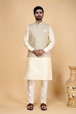 3 Pc Mens Pakistani Wedding Bollywood Ethnic Eid Wear Kurta Payjama Jacket India