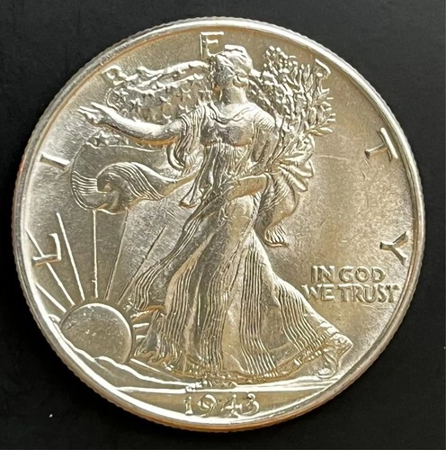 1943 Uncirculated high-grade Liberty Walking Silver Half Dollar