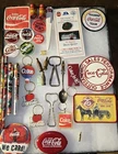 HUGE COCA COLA LOT VINTAGE TO MODERN PINS KEYCHAINS PATCHES MINI BOTTLES POGS ++