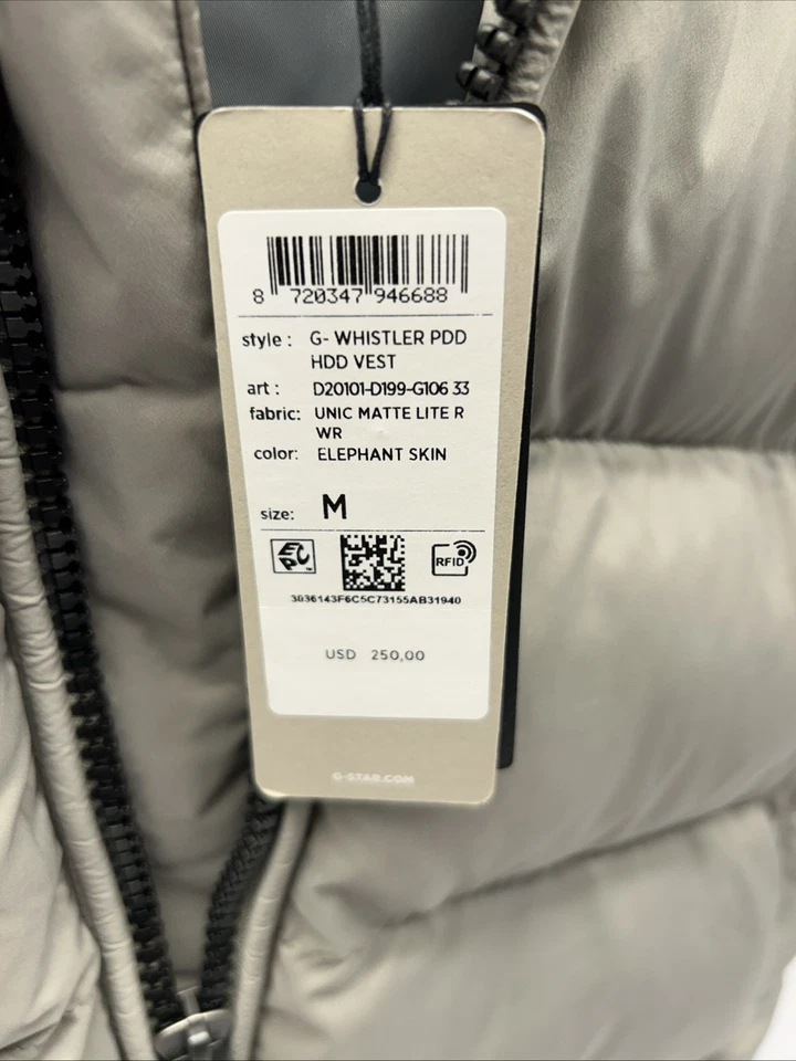 G-Star Raw Amsterdam Puffer Vest w Detachable Hood Taupe Front Zip Men M New - Image 3 of 4