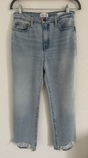 Frame Le Jane Crop Straight Leg Jeans Distressed Raw Hem Denim - Women's Size 26