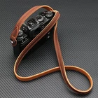 Vintage Retro Handmade Genuine Calf Leather Camera Strap Black Brown with Lugs