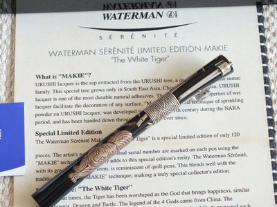 Waterman Serenite Ltd Edition 120 Maki-e White Tiger 18K Fountain Pen DHL DDP