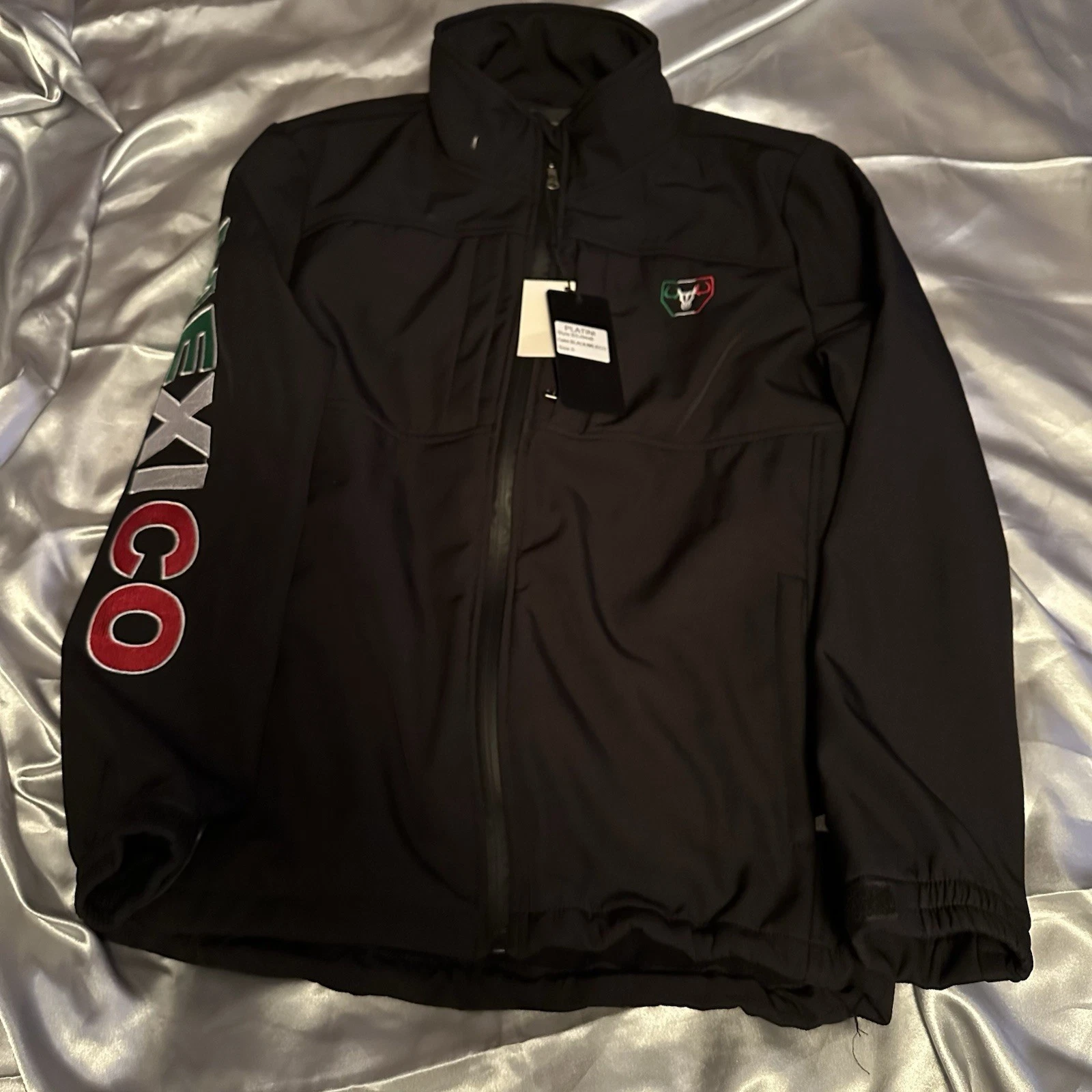 Platini Black Softshell Water Resistant Jacket Mexico Embroidery Men's Size S
